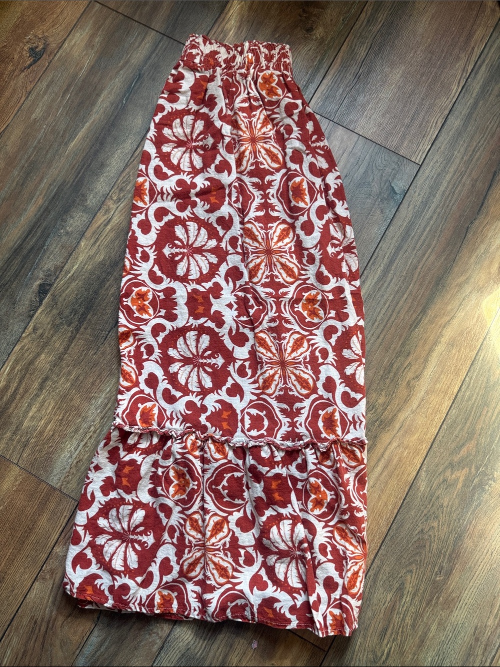 Rachel Zoe Red and Orange Patterned Midi Skirt
